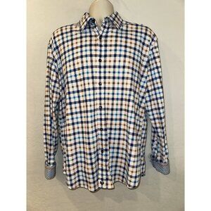 Butter Cloth Shirt L Geometric Plaid Button Up Long Sleeve Corporate Office
